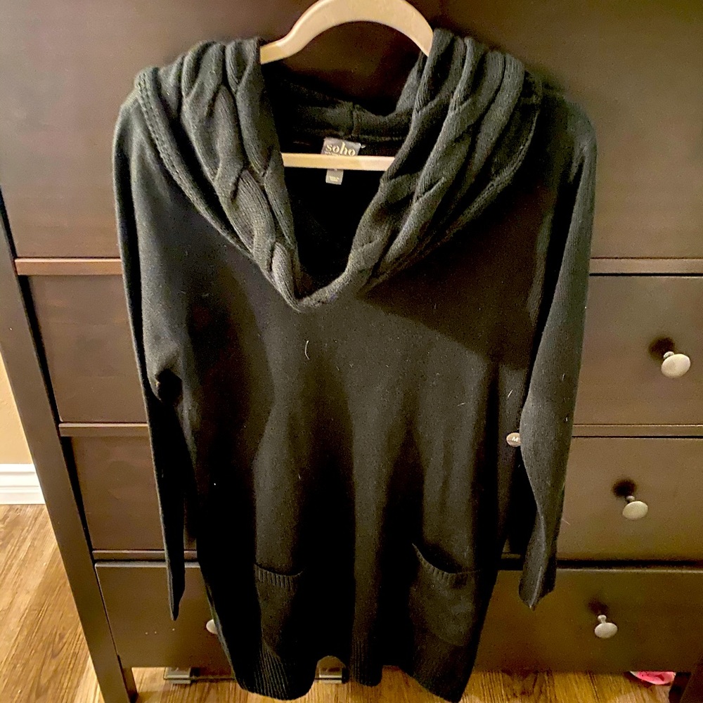 Cowl neck sweater dress